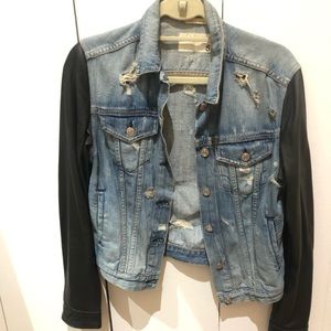 rag & bone /JEAN jacket w/ black leather sleeves